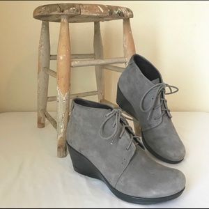 Grey Suede Dankso Wedge Booties